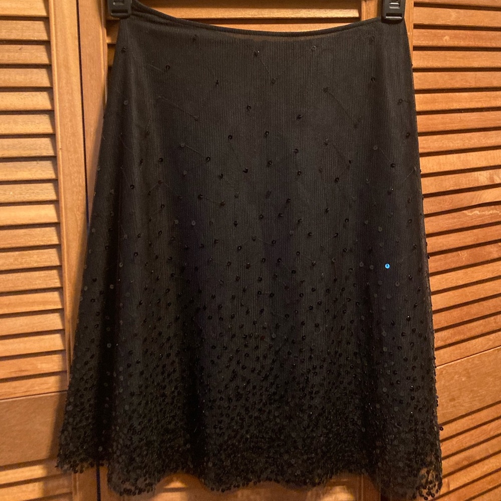 Petite Sophisticate Black Tulle Overlay Sequins Special Occasion Skirt